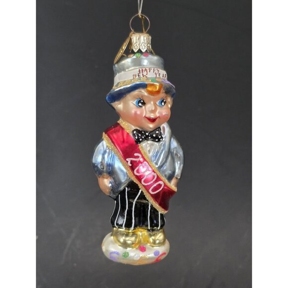 Christopher Radko New Years Eve 2000 To 2001 Blown Glass Christmas Ornament - Picture 1 of 6